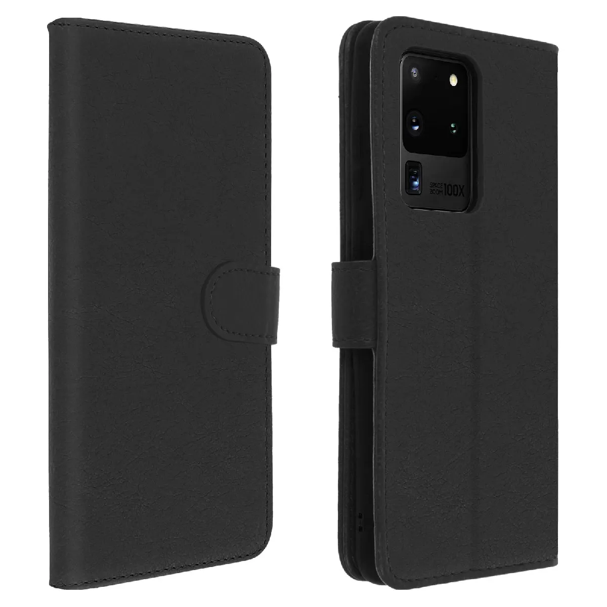 Avizar Noir Étui Pour Samsung Galaxy S20 Ultra Housse Intégrale Porte-Carte Fonction Support