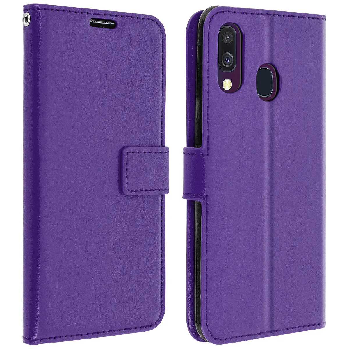 Avizar Violet Housse Pour Samsung Galaxy A40 Étui Portefeuille Rangements Cartes Fonction Support