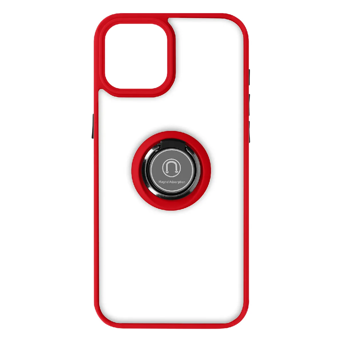 Avizar Rouge Coque Pour Iphone 15 Plus Hybride Bague Métallique Support Vidéo Ringrip