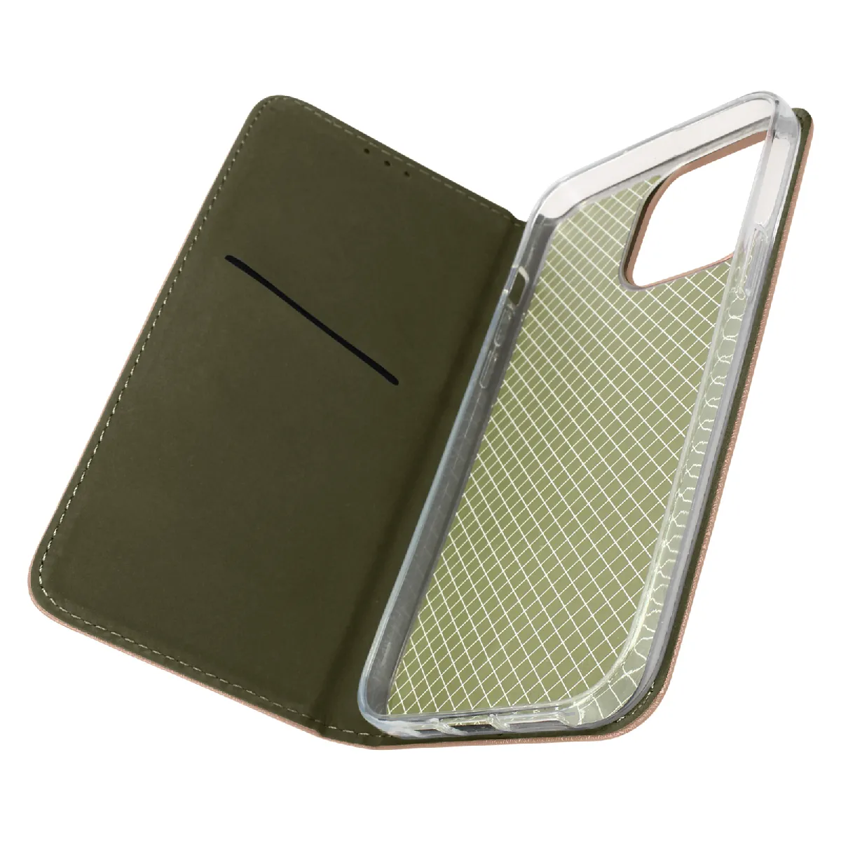 Avizar Rose Étui Iphone 14 Pro Max Clapet Magnétique Porte-Carte Fonction Support Gold