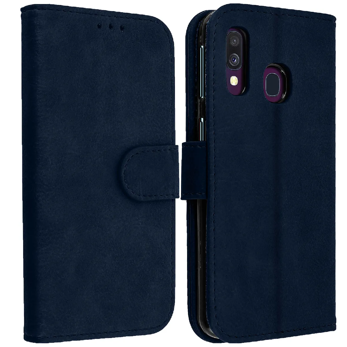 Avizar Bleu Housse Pour Samsung Galaxy A40 Étui Portefeuille Support Stand Nuit