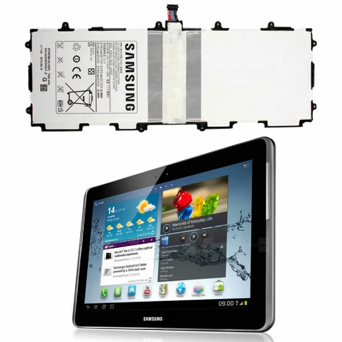 vhbw Batterie Compatible avec Samsung Galaxy Note 10.1 GT N8000 10.1 LTE GT N8020 GT N8013 GT N8010 Tablette Pad 7000mAh 3 7V Li polymère - vue 10