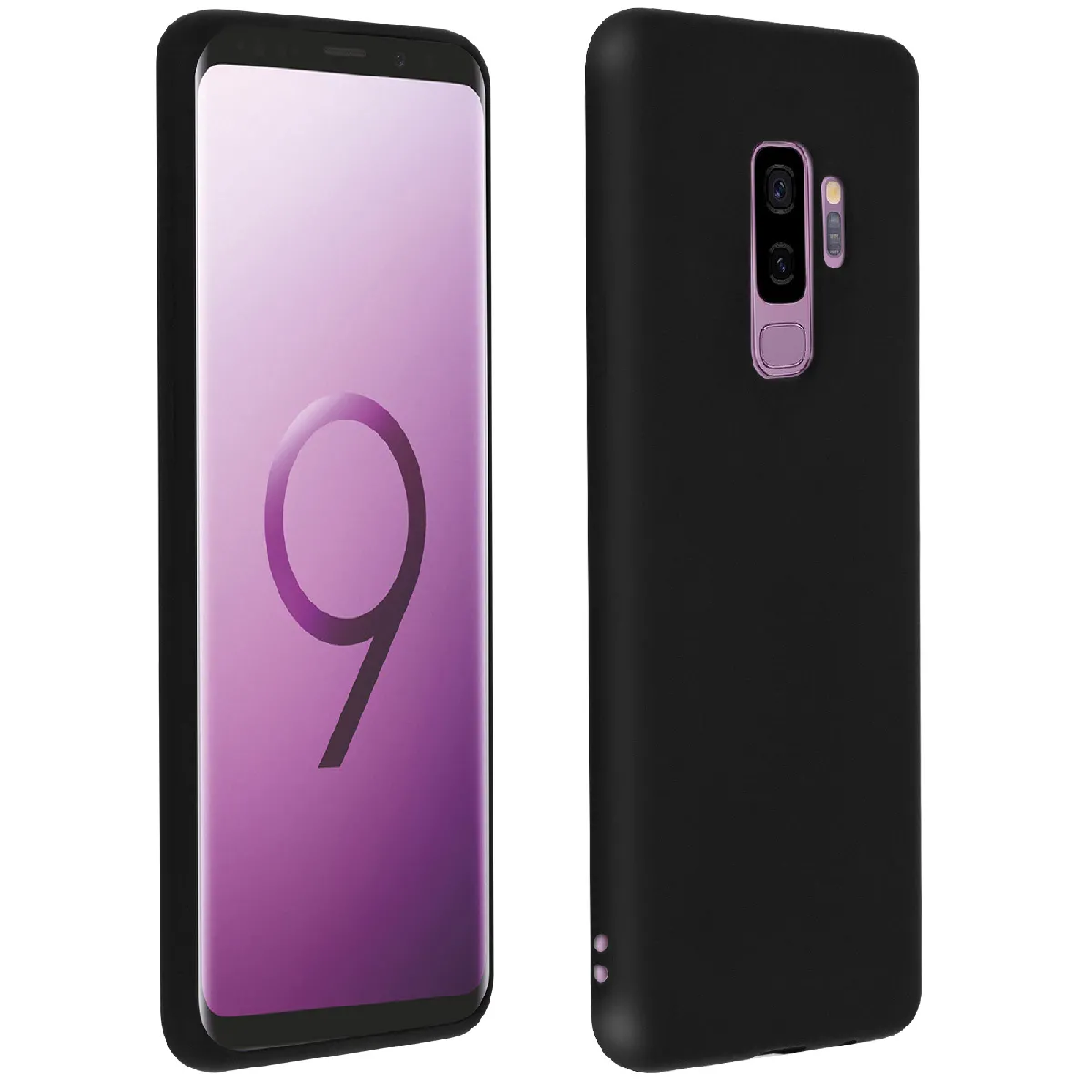 Avizar Noir Coque Pour Samsung Galaxy S9+ Protection Silicone Gel Souple Anti-Rayure Mate