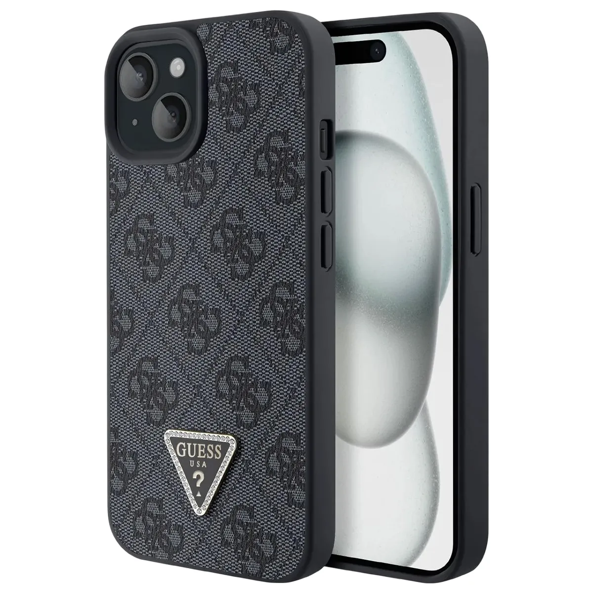 Guess Noir Coque Triangle Strass 4G Pour Iphone 15 Plus - Image 3