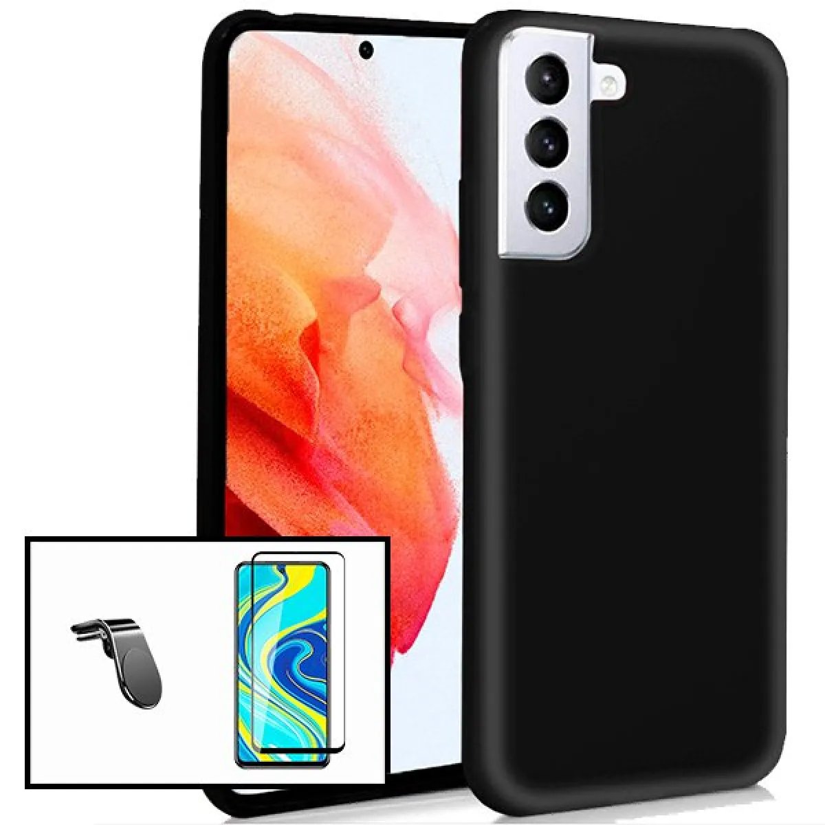 PHONECARE Samsung Galaxy S21+ Verre Tremp&eacute; + Coque Silicone