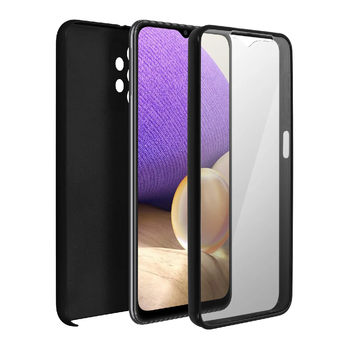 Avizar Noir Coque Intégrale Pour Galaxy A32 5G Protection Avant Souple Et Dos Rigide