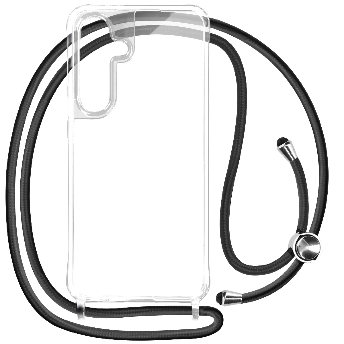 Avizar Coque Pour Samsung S24 Plus Silicone Antichoc Avec Cordon Tressé 70Cm Transparent