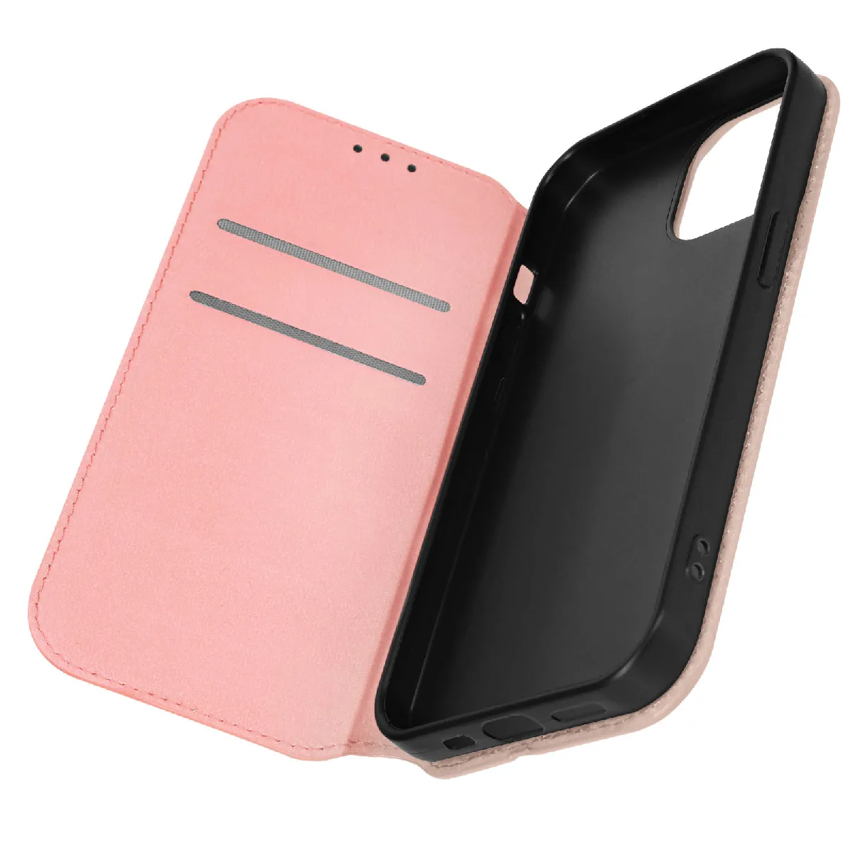 Avizar Rose Étui Pour Iphone 15 Pro Max Porte-Carte Support Vidéo Clapet Magnétique