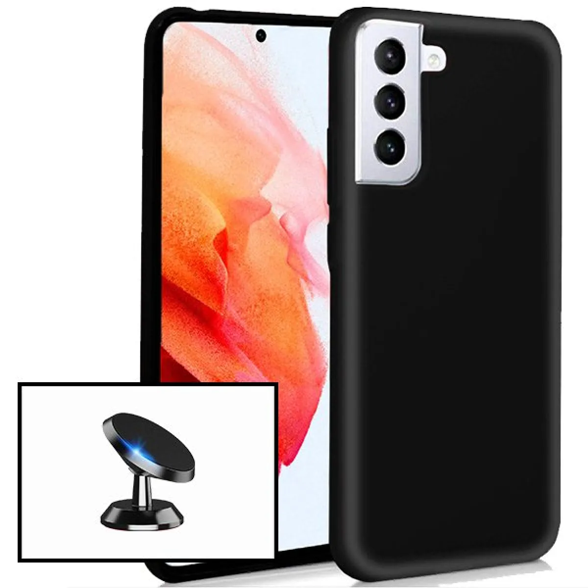 PHONECARE  Kit Support Voiture Magn&eacute;tique + Coque Silicone Galaxy S21+
