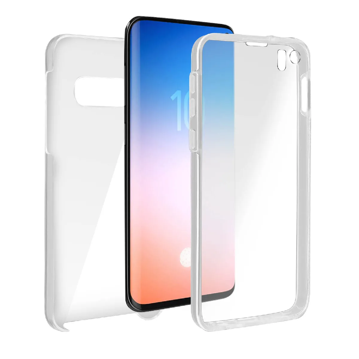 Avizar Coque Galaxy S10e Protection 360° Rigide + Avant Silicone Transparent