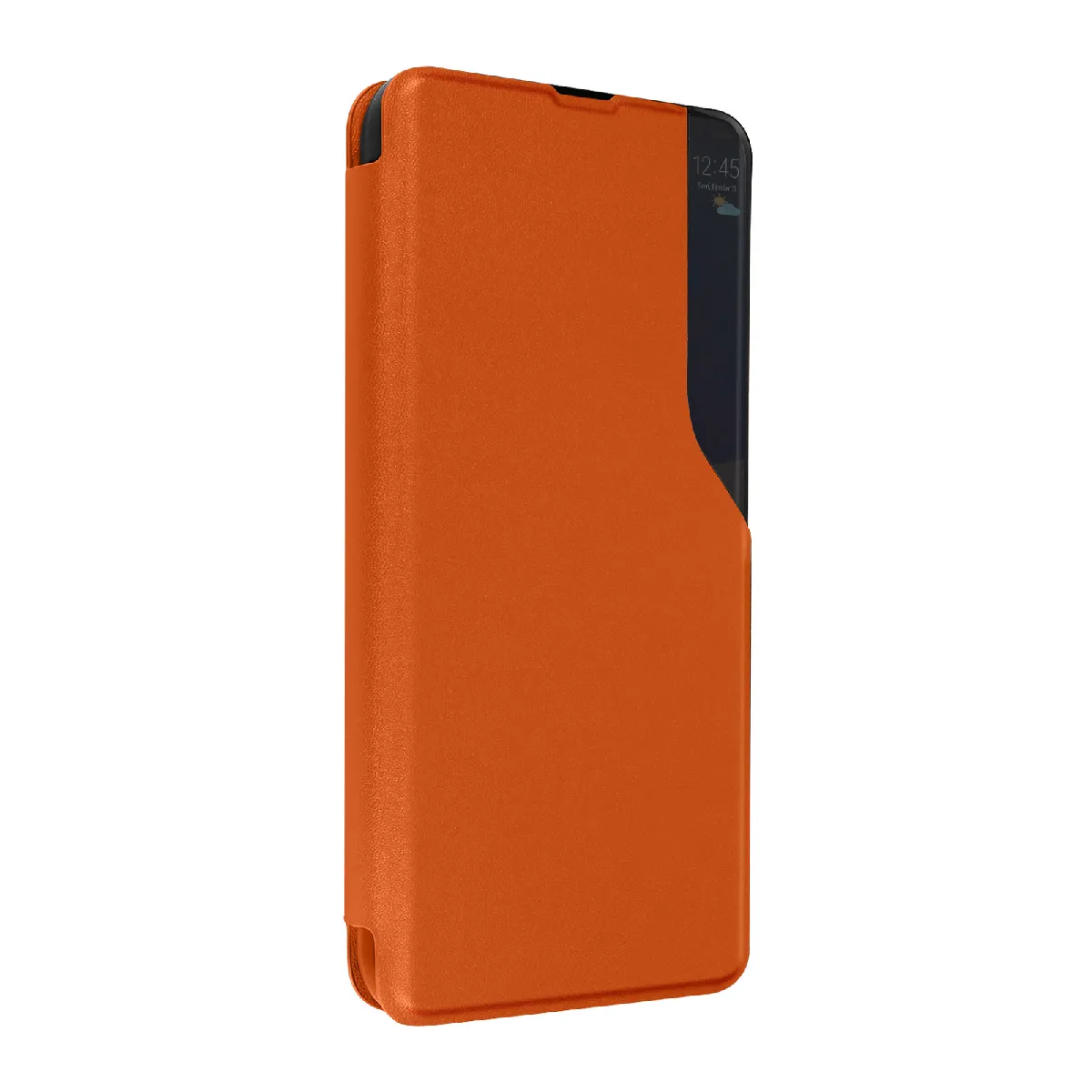 Avizar Orange Housse Pour Samsung A14 4G Et 5G Fenêtre Affichage Heure Support Vidéo