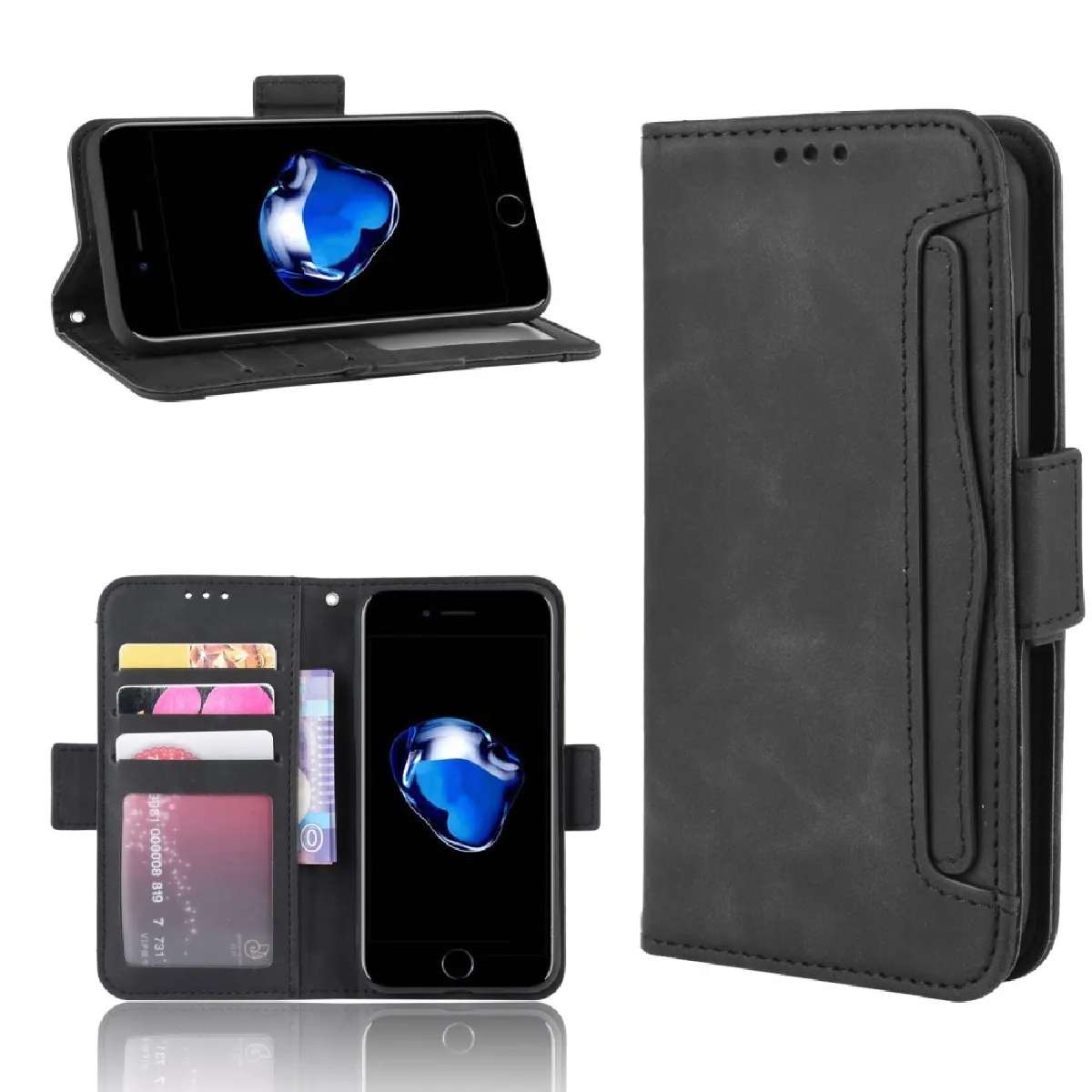 Générique Noir Portefeuille Apple Iphone 8 / 7