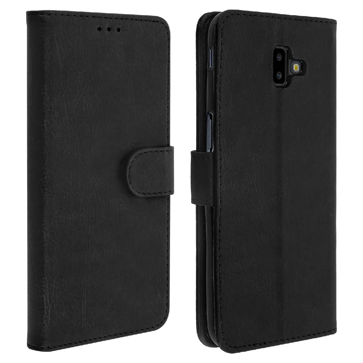 Avizar Noir Housse Pour Samsung Galaxy J6 Plus Étui Clapet Porte-Carte Fonction Support -E
