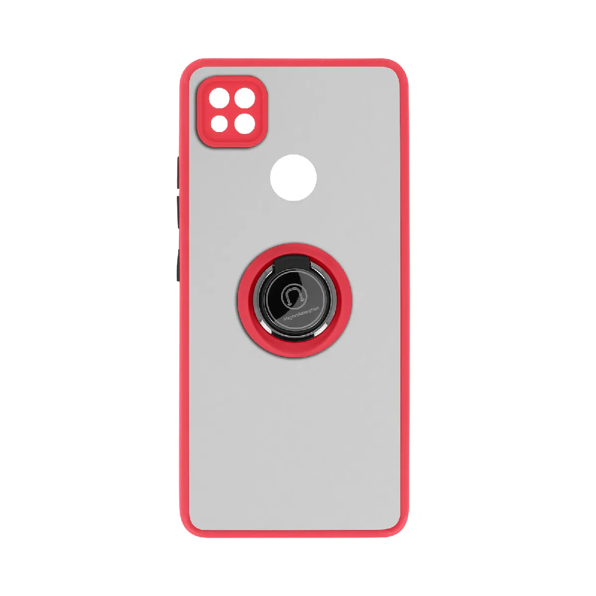 Avizar Rouge Coque Pour Xiaomi Redmi 9C Avec Bague Métallique Fonction Support