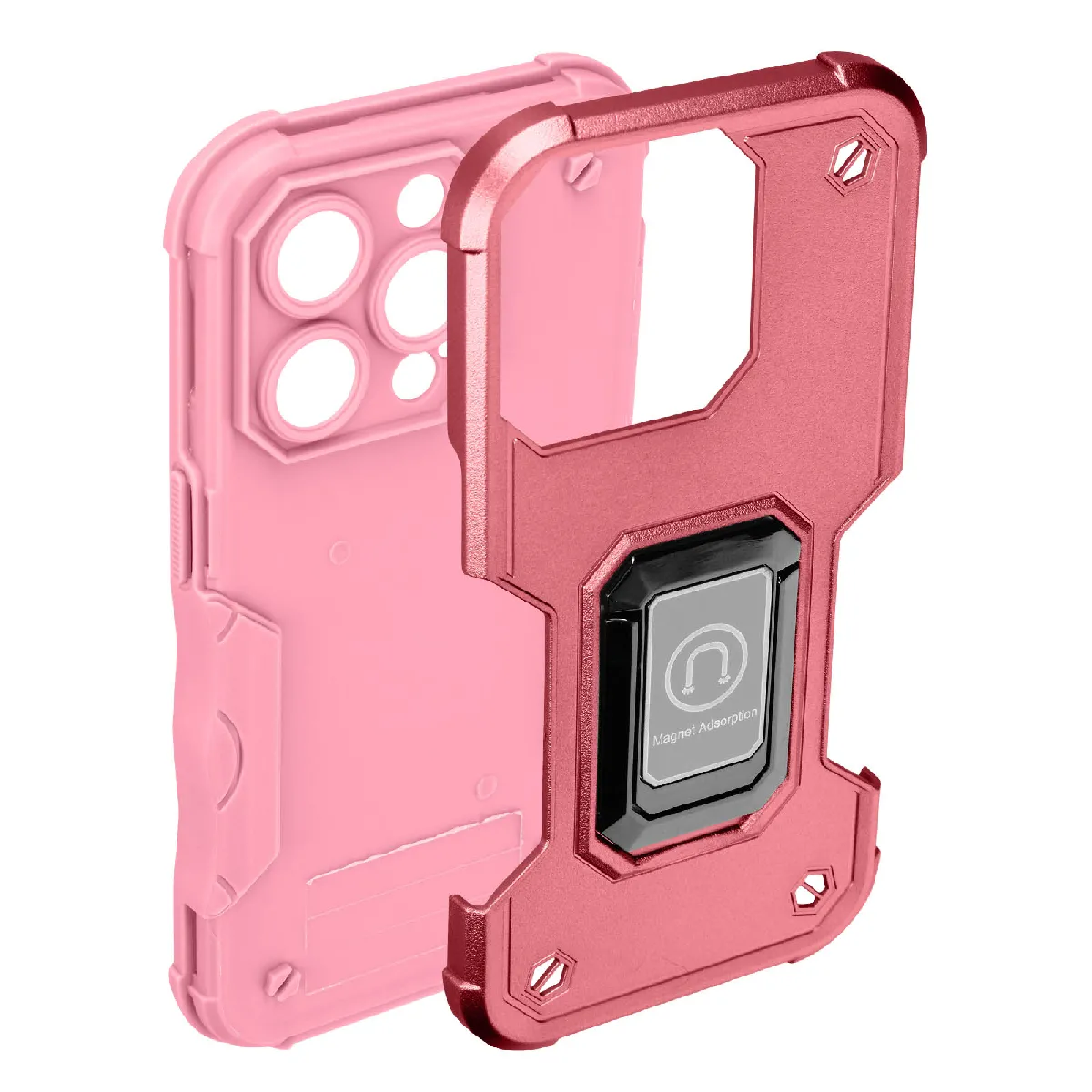 Avizar Rose Coque Iphone 14 Pro Antichoc Hybride Avec Anneau Support Magnétique