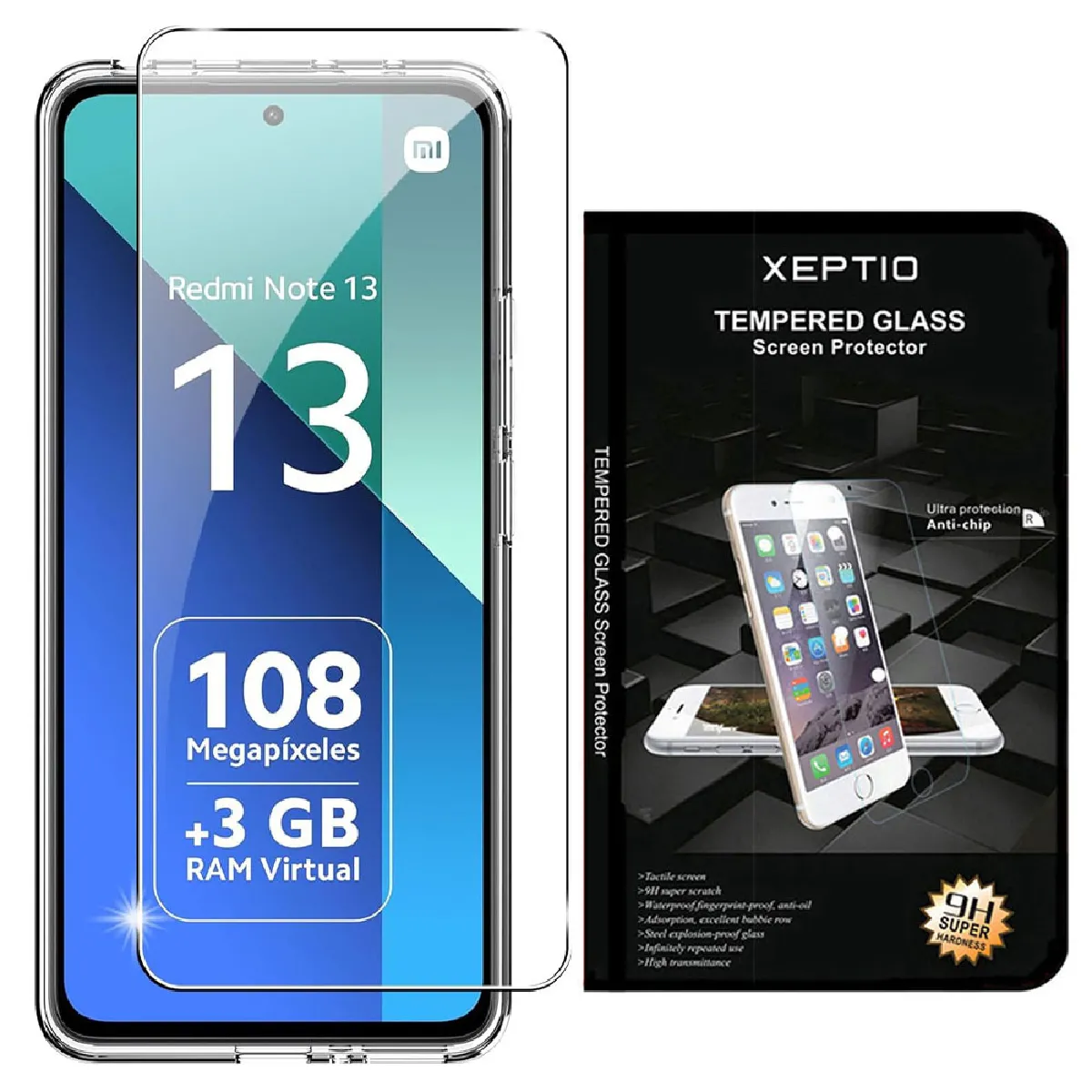 Xeptio Noir Protection Écran Intégrale En Verre Trempé Pour Xiaomi Redmi Note 13 4G