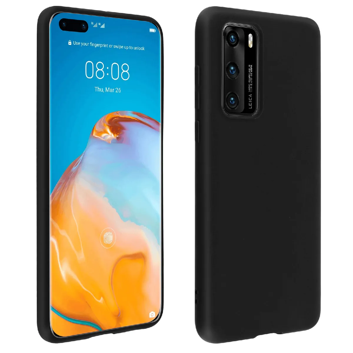 Avizar Noir Coque Pour Huawei P40 Protection Souple Flexible Antichoc Finition Mate