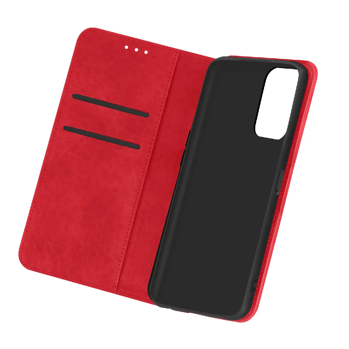 Avizar Rouge Étui Pour Oppo A16 Et A16s Folio Portefeuille Fonction Support Vidéo