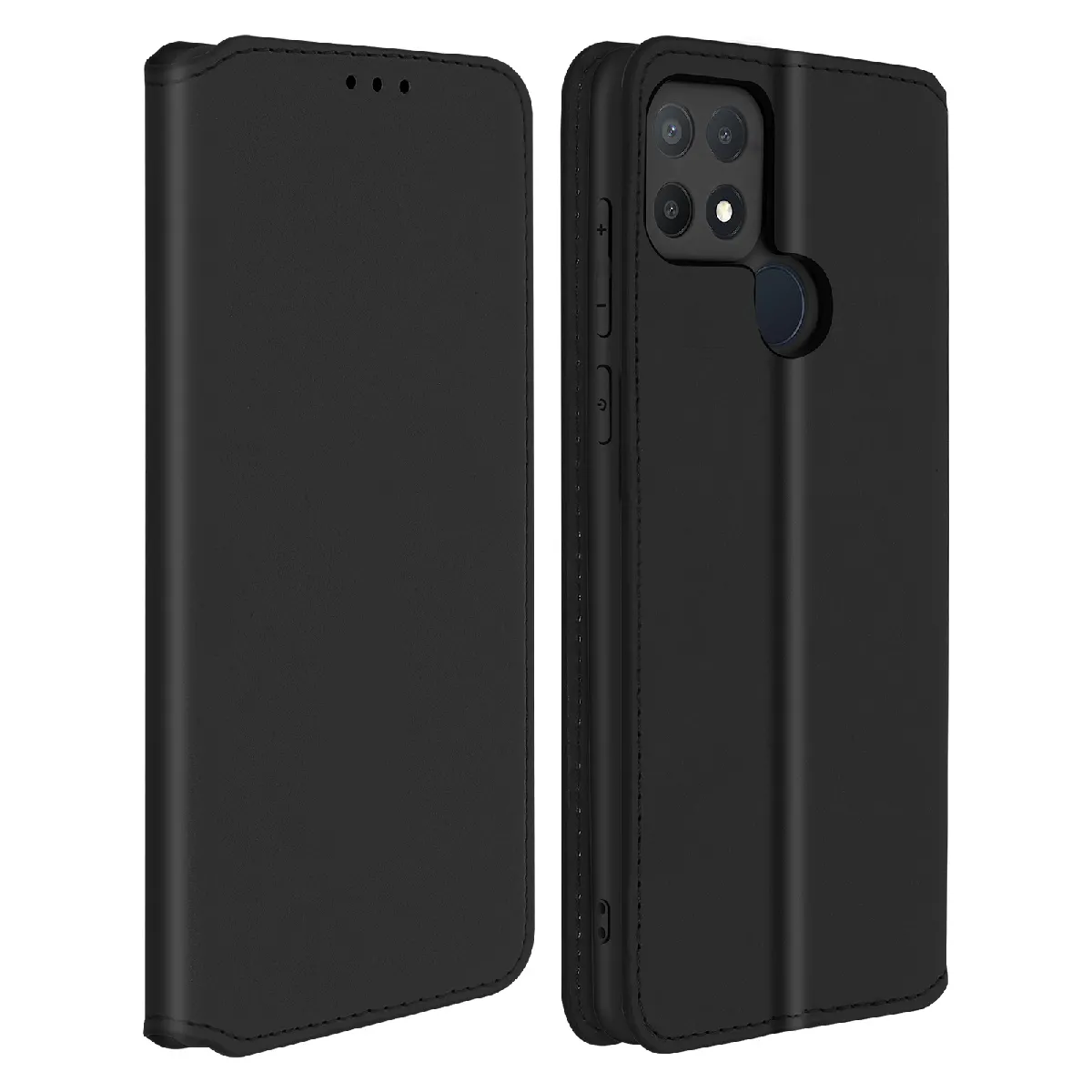Avizar Noir Housse Pour Oppo A15 Étui Folio Portefeuille Fonction Support