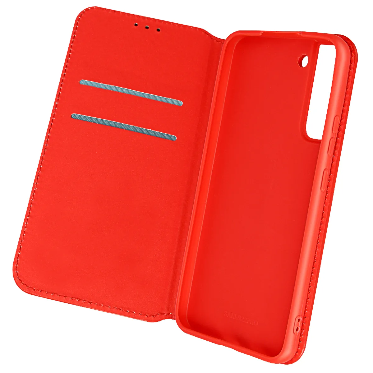Avizar Rouge Étui Pour Samsung Galaxy S22 Plus Clapet Portefeuille Fonction Support Vidéo