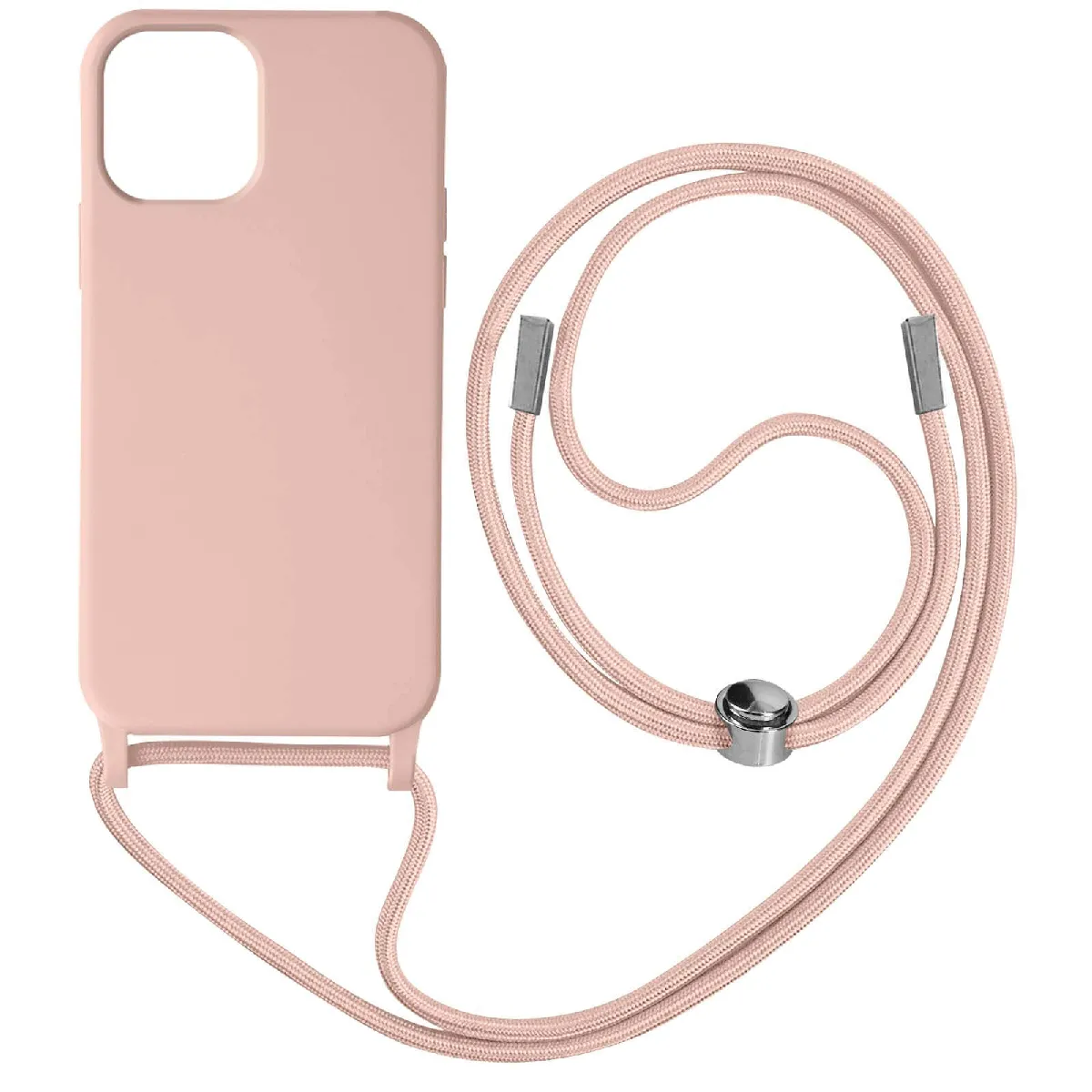 Avizar Rose Coque Cordon Pour Iphone 12 Et 12 Pro Semi-Rigide Lanière Tour Du Cou 80Cm