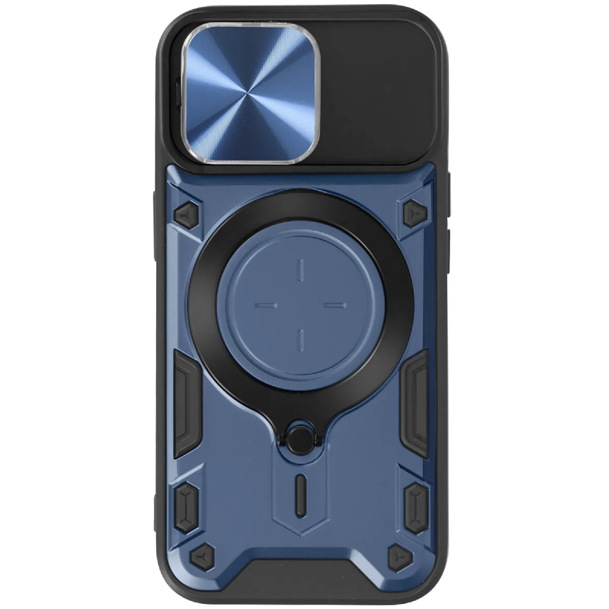 Avizar Bleu Coque Pour Iphone 15 Pro Max Bague Métallique Bi-Matière Antichoc