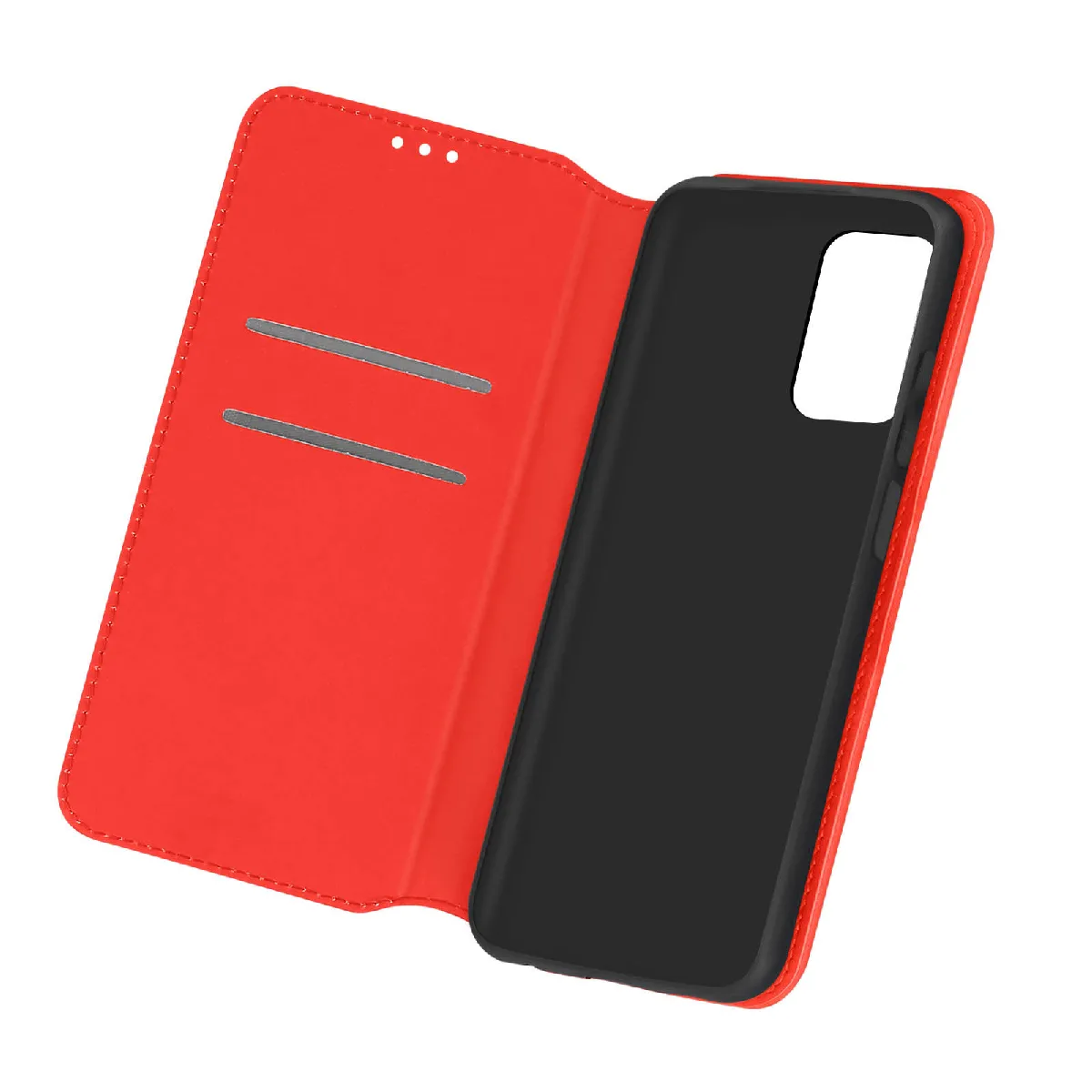 Avizar Rouge Housse Pour Samsung Galaxy A72 Portefeuille Fonction Support