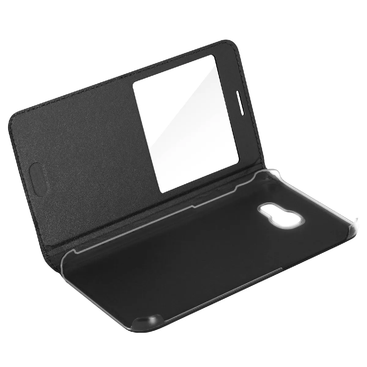 Avizar Noir Housse Étui Fenêtre Pour Samsung Galaxy A3 2017 - Protection Intégrale