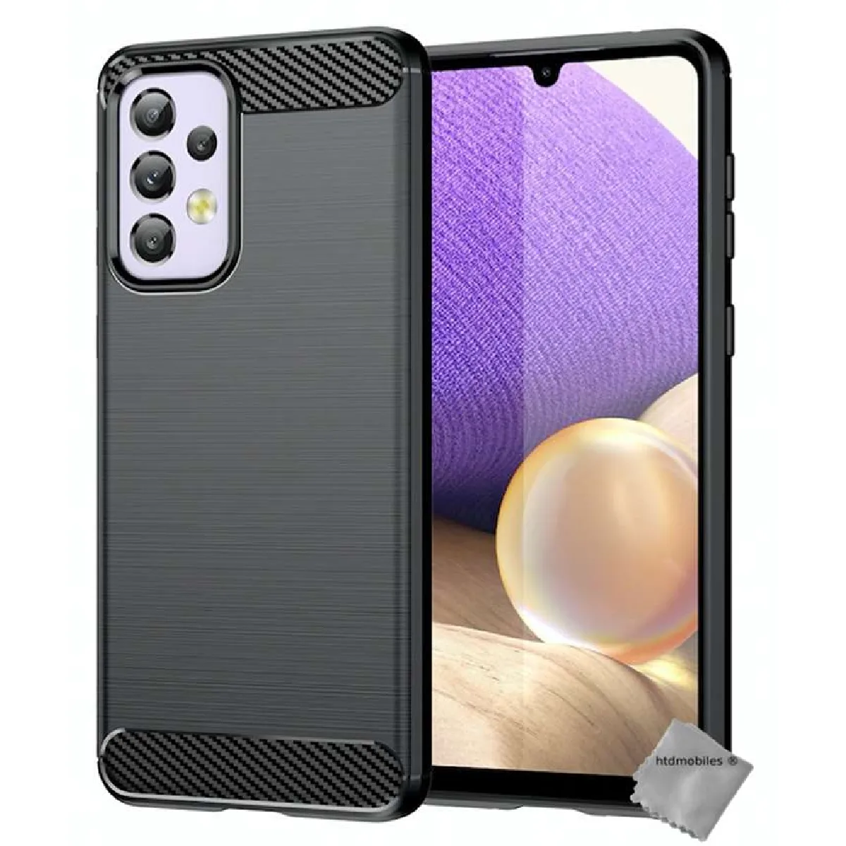 Htdmobiles Noir Housse Etui Coque Silicone Gel Carbone Pour Samsung Galaxy A33 5G + Verre Trempe - Image 2