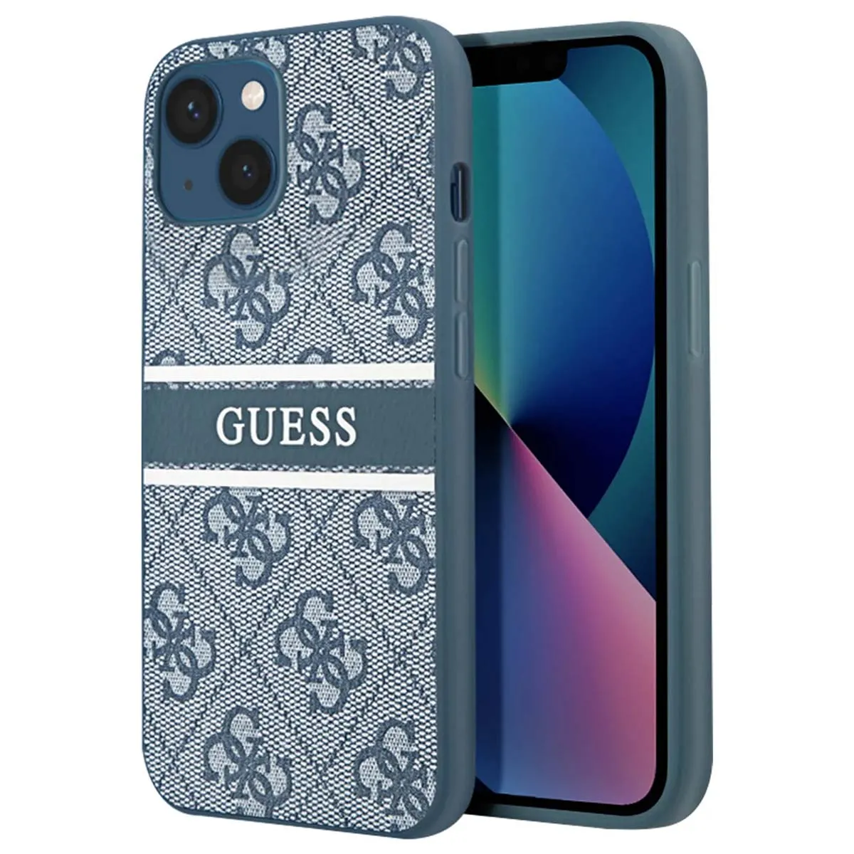 Guess Bleu Coque Pour Apple Iphone 13 Mini Pu 4G Stripe - Neuf - Image 3