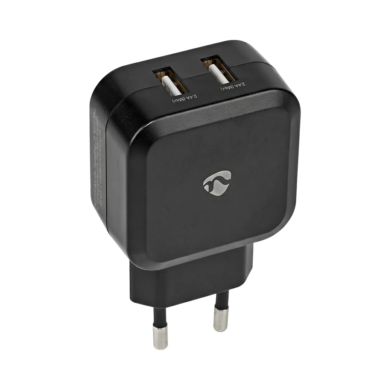 Nedis Noir Chargeur 24W 2 Ports Usb-A 2.4A Rapide Smartphone Et Tablette