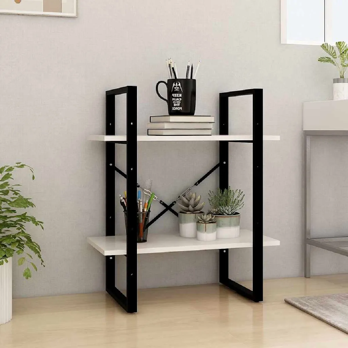 Vidaxl Blanc Bibliothèque 2 Niveaux 60X30x70 Cm