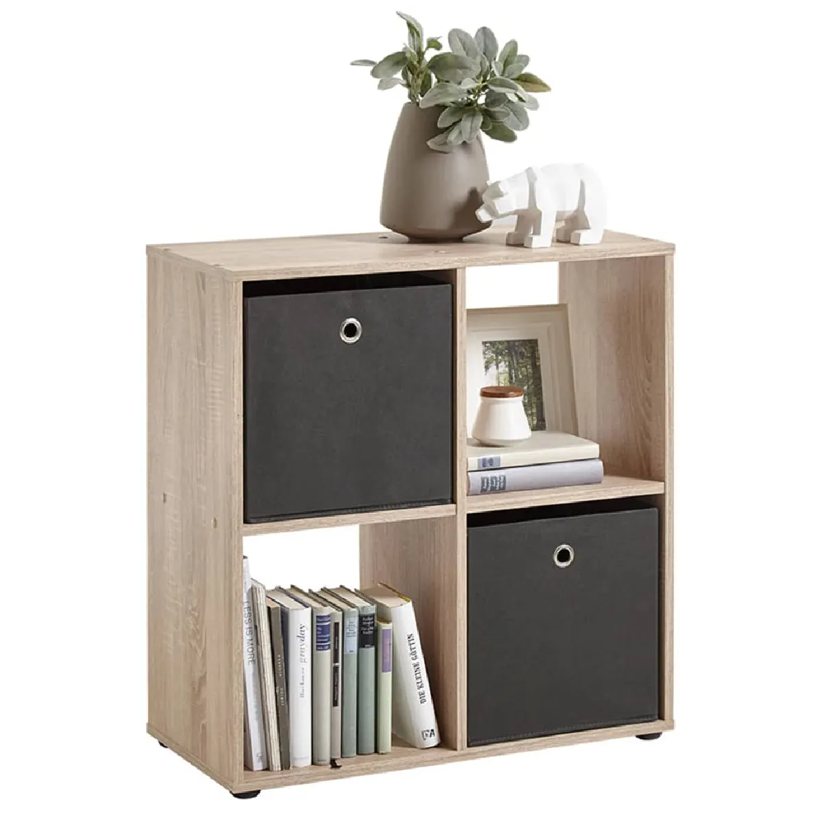 Fmd Beige Étagère 4 Cases Design "Gaman" 70Cm Chêne - Image 3