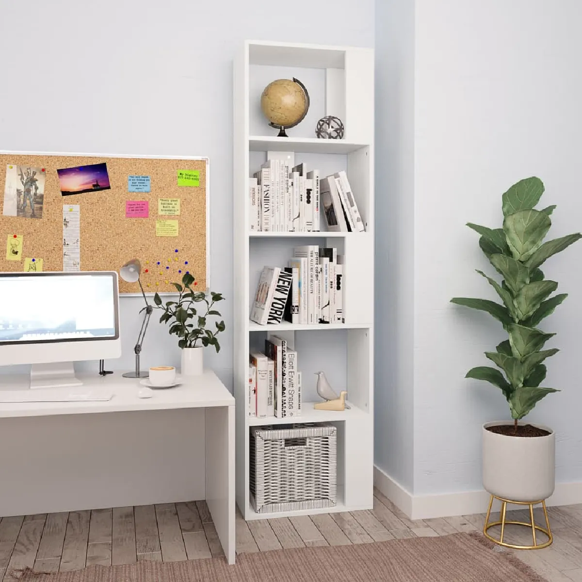 Non Communiqué Blanc Bibliothèque Séparateur De Pièce Bois D'ingénierie - Image 3