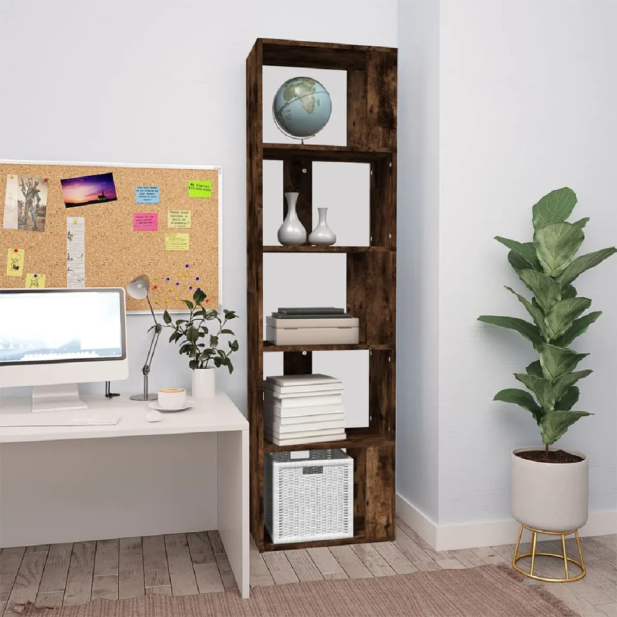 Vidaxl Bibliothèque - Chêne fumé - 45x24x160 cm