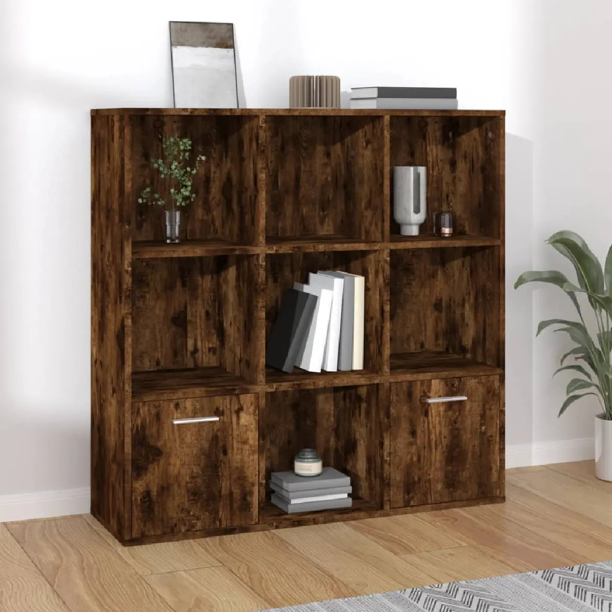 vidaXL Armoire à livres Chêne fumé - vue 2
