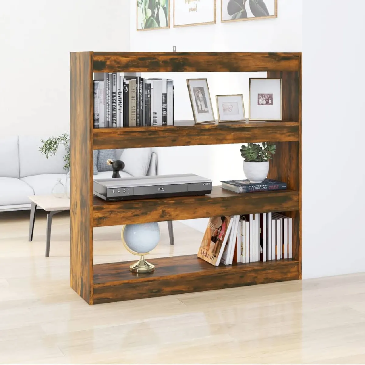 Vidaxl Bibliothèque/Séparateur Chêne Fumé