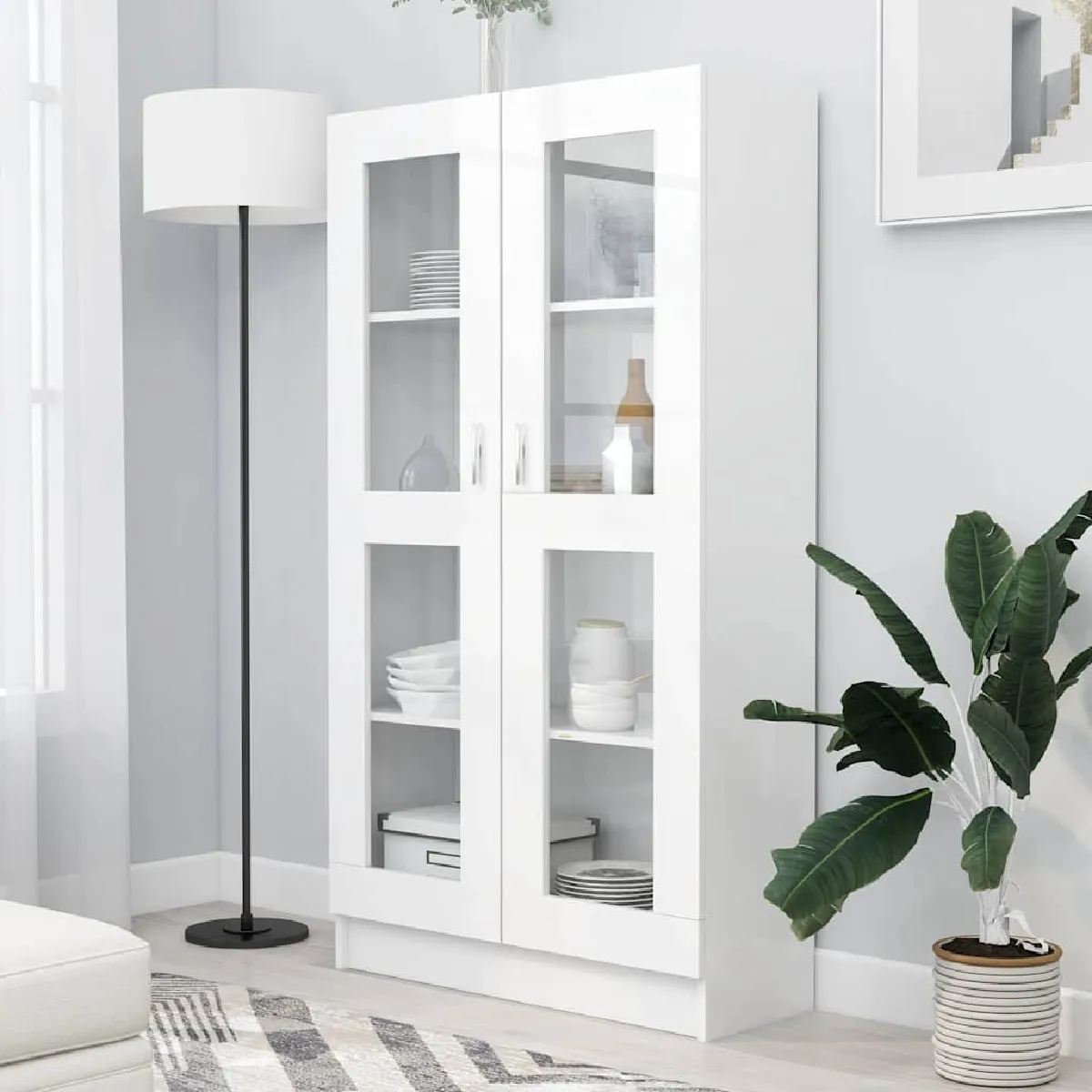 Vidaxl Armoire à vitrine - Blanc - 82,5x30,5x150 cm