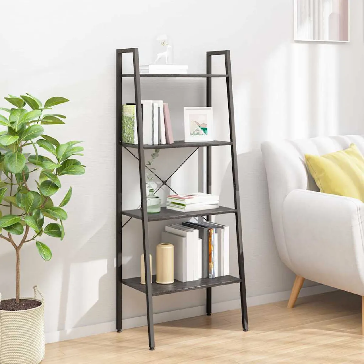 Vidaxl Noir Étagère Sur Pied 4 Niveaux