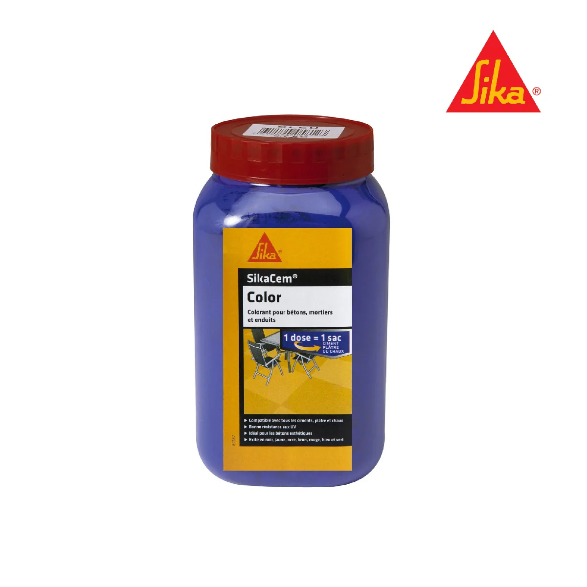 Sika Colorant en poudre pour ciment, chaux et plâtre SikaCem Color - 700 g - Bleu