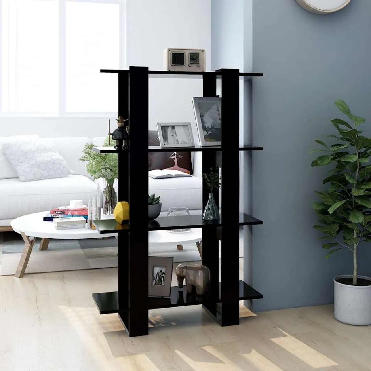 Vidaxl Noir Bibliothèque/Séparateur De Pièce