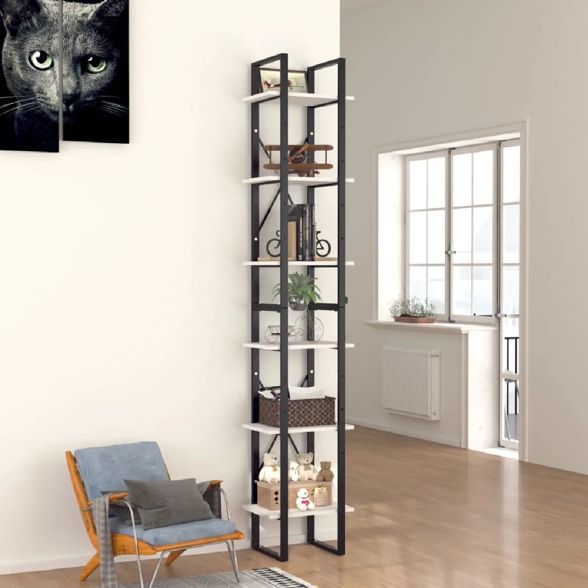 Non Communiqué Blanc Bibliothèque À 6 Niveaux 40X30x210 Cm Bois Ingénierie - Image 3
