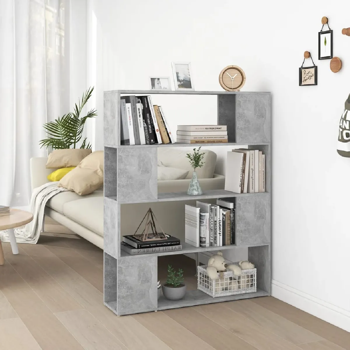 vidaXL Bibliothèque/séparateur gris béton 100 cm