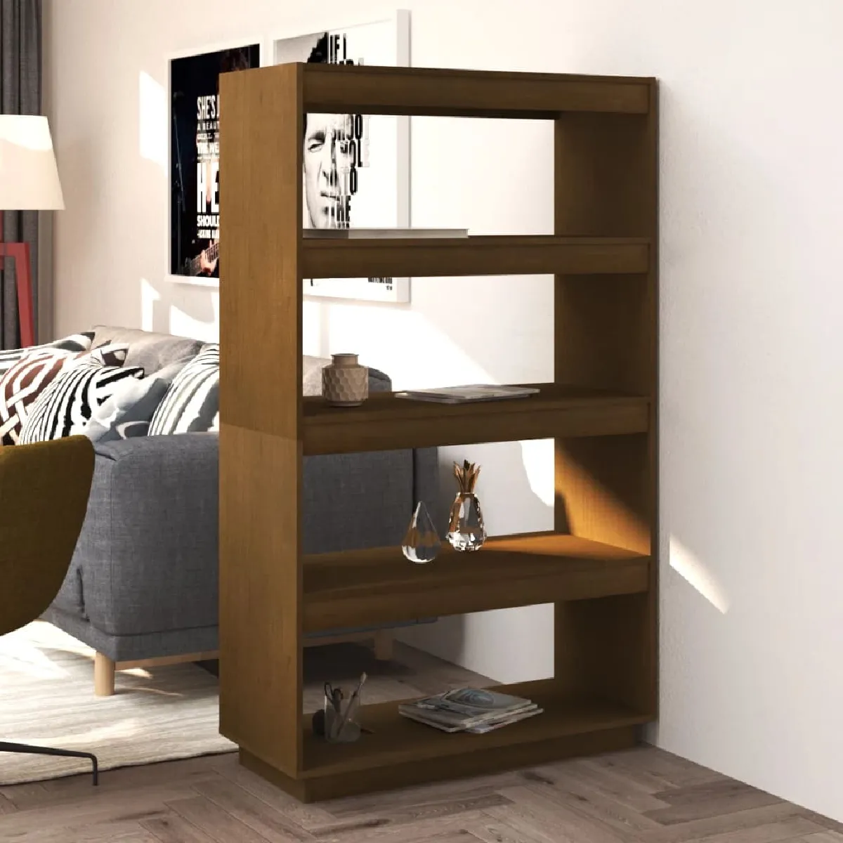 Vidaxl Bibliothèque-Séparateur de pièce, Marron miel, 80 x 35 x 135 cm
