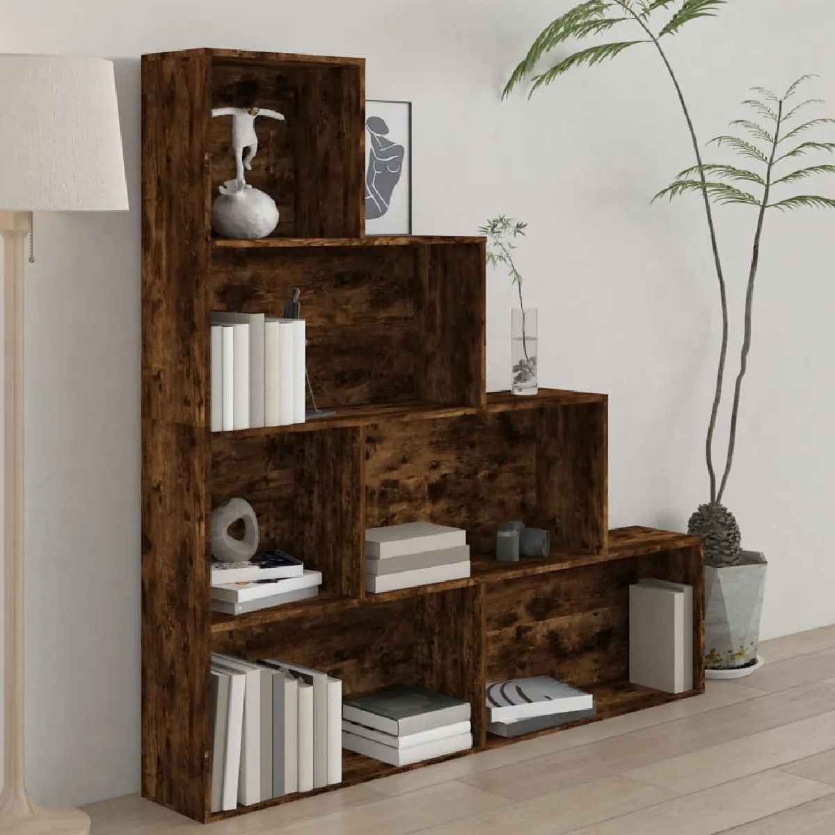 vidaXL Armoire à livres Chêne fumé - vue 2