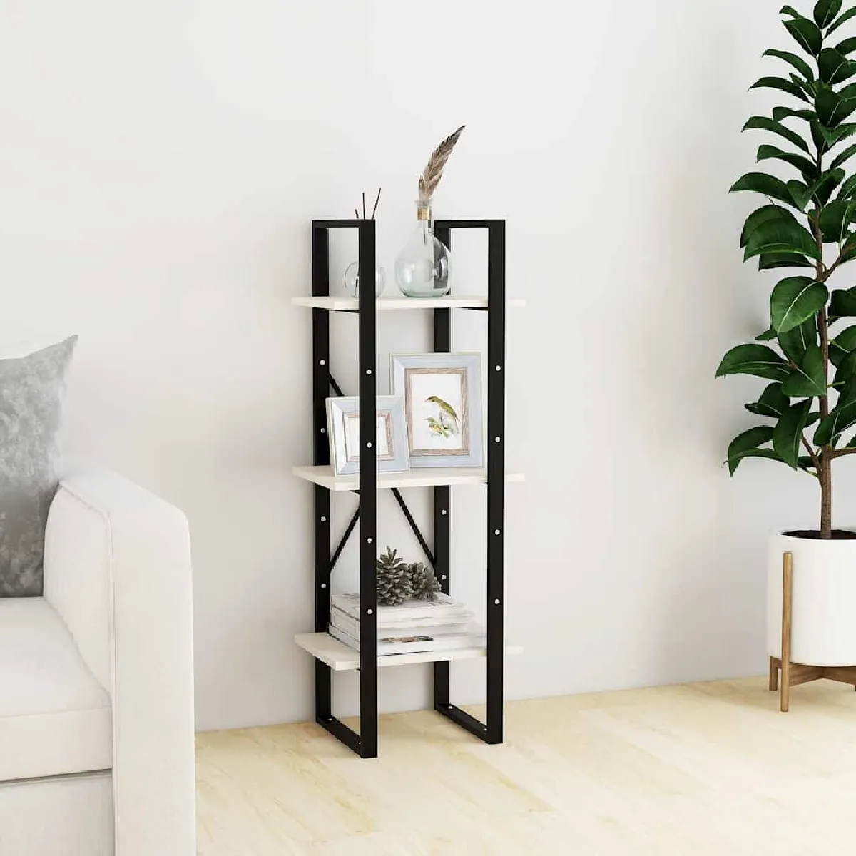 Vidaxl Blanc Bibliothèque 40X30x105 Cm Bois De Pin Massif