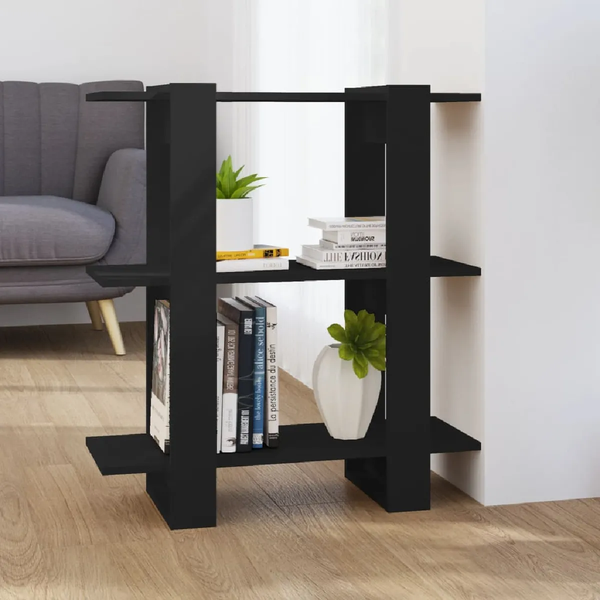 vidaXL Bibliothèque/Séparateur de pièce Noir 80x30x123,5 cm