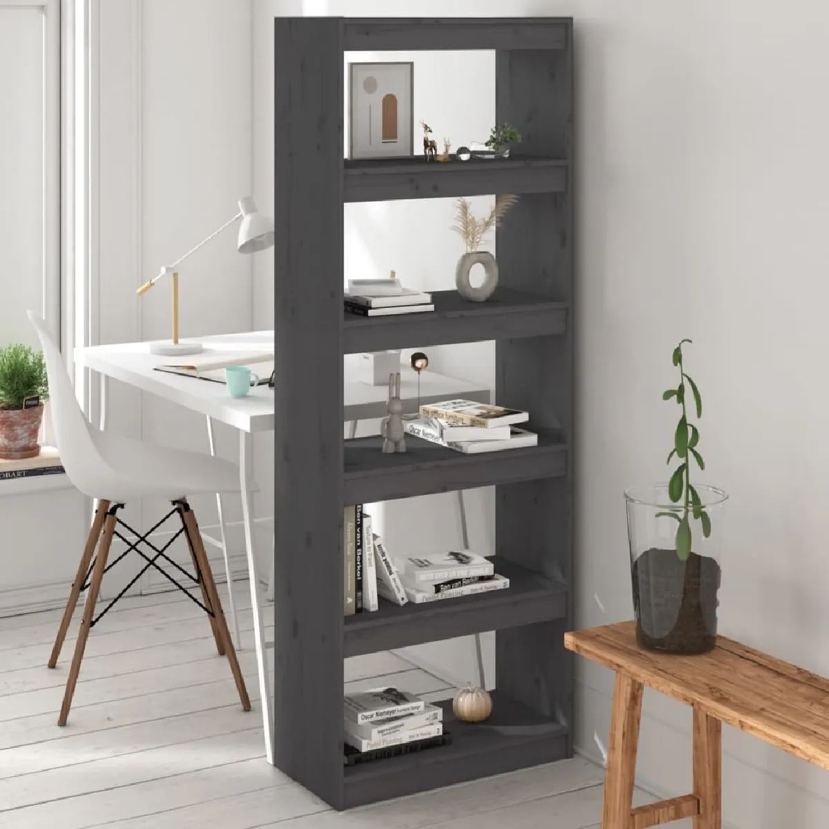 Vidaxl Gris Bibliothèque/Séparateur