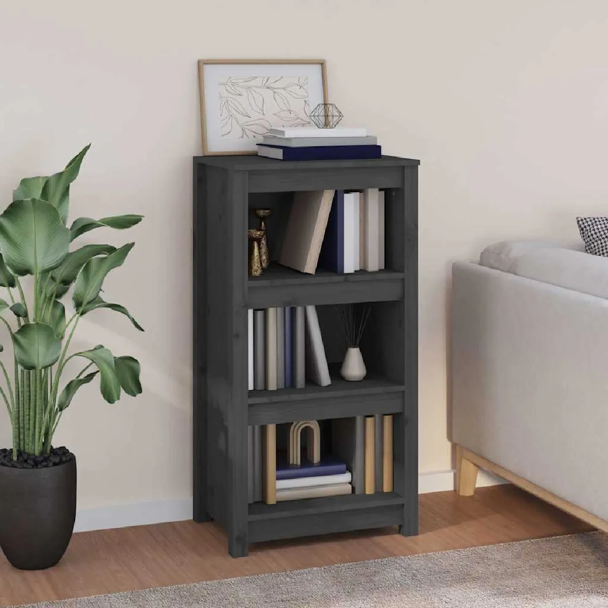 Vidaxl Gris Bibliothèque 50X35x97 Cm Bois De Pin Massif821706 - Image 3