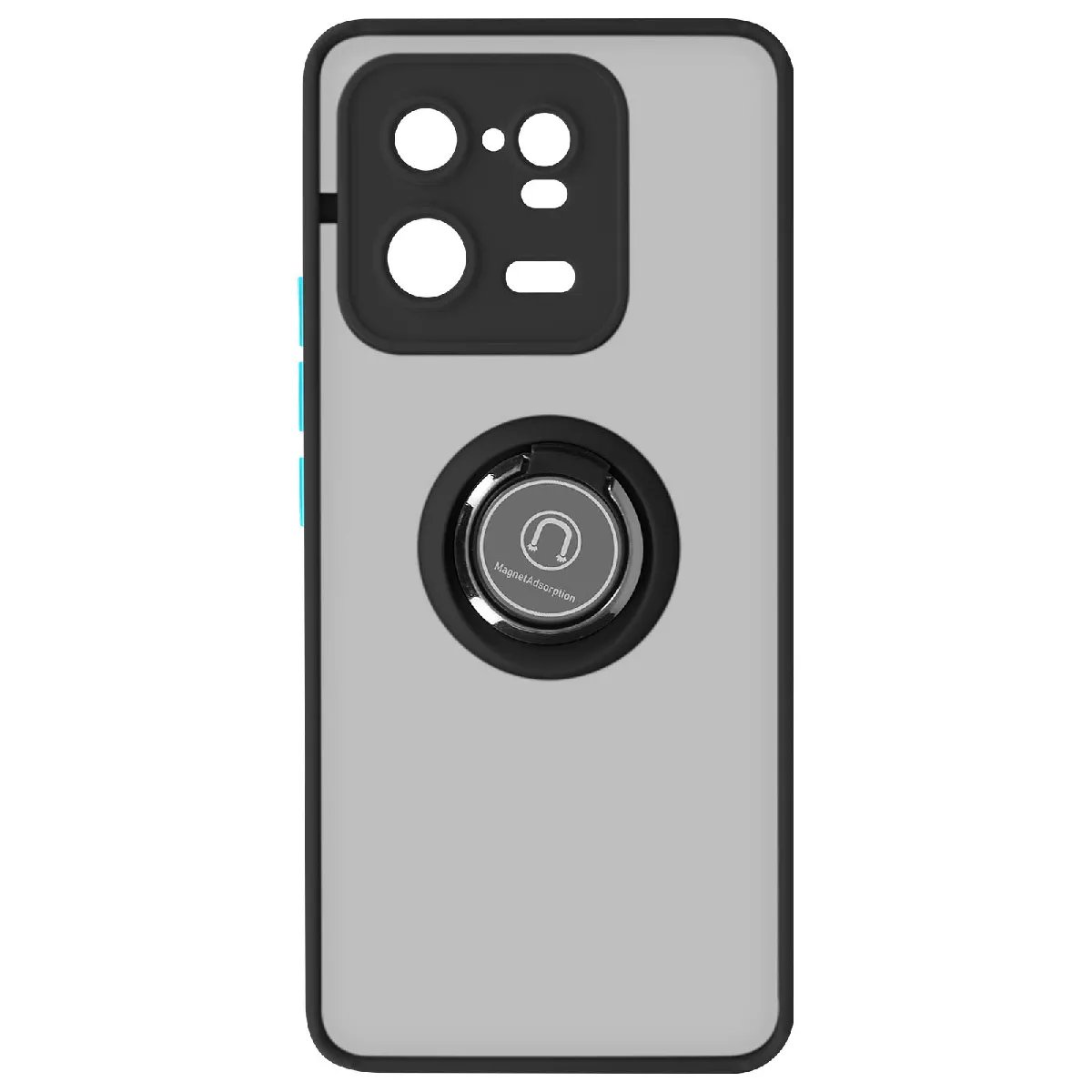 Avizar Noir Coque Pour Xiaomi 13 Pro Bi-Matière Bague Métallique Support Vidéo Ringip